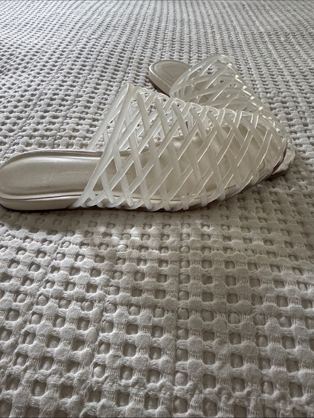 Woven Slide Mules in Clear Jelly - Women's Casual Slip-Ons - Picture 3 of 5
